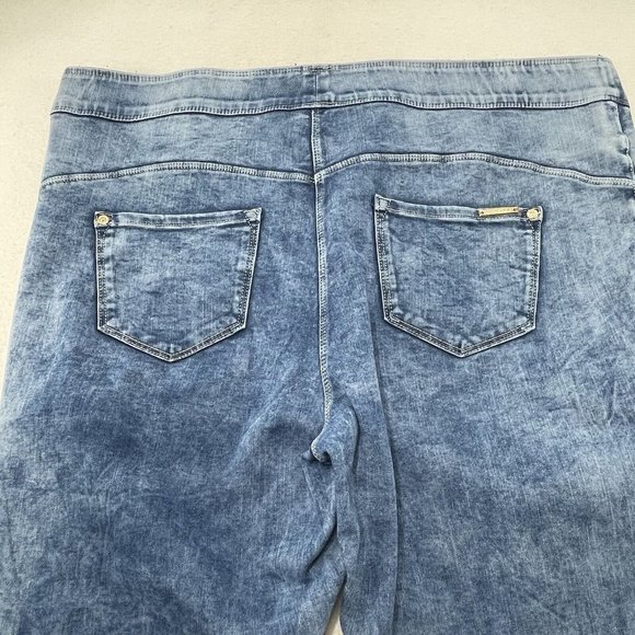 Luxe Women Skinny Jeans Crop Pantacourt Size 2X 20/22 Elastic 4 Way Stretch Blue - Picture 7 of 10